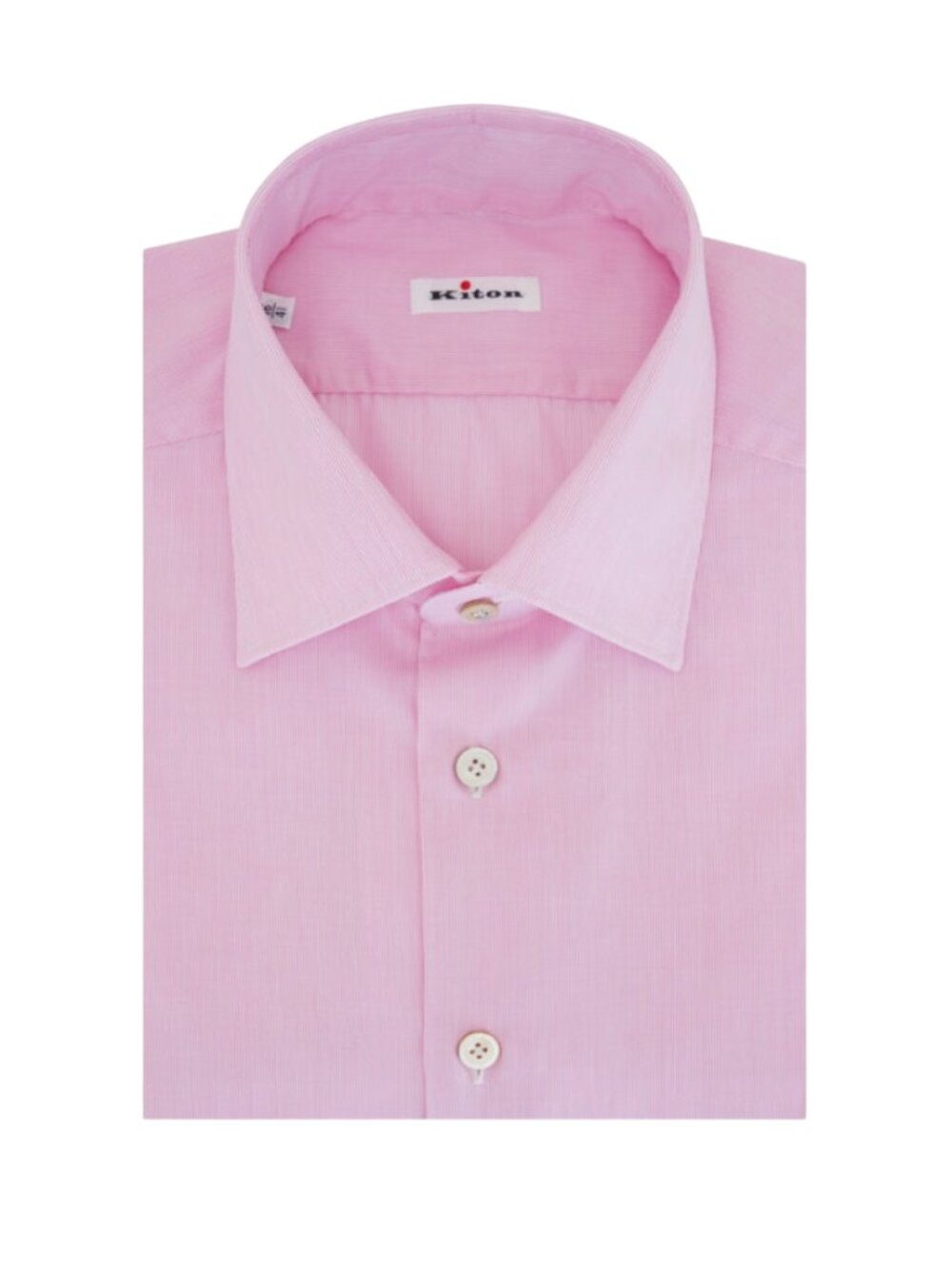 KITON Button Down Sport Dress Shirt Mens 38 16 Pink Micro Print Long Sleeve